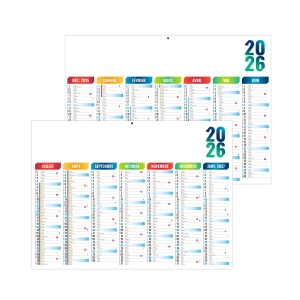 ARLEQUIN 2026 - STANDARD 550 x 405 mm - LEGER 400G - MARQUAGE QUADRI - DIFFERENT RECTO VERSO - 1 TROU EN TETE
