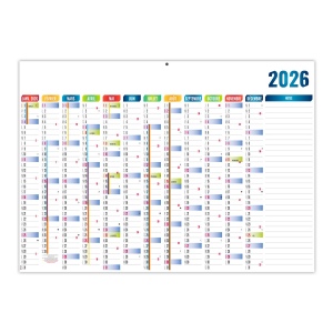 PLANNING BASIQUE 2026 - XXL 700X500 MM LEGER 400G - RECTO SEUL - AVEC PELLICULAGE EFFACABLE - MARQUAGE QUADRI