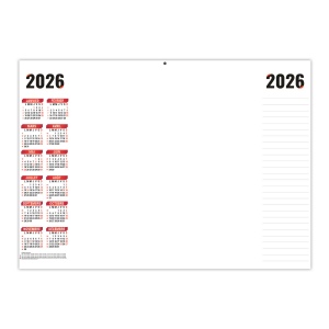 PLANNING SIMPLE 2026 - XXL 700X500 MM LEGER 400G - RECTO SEUL - AVEC PELLICULAGE EFFACABLE - MARQUAGE QUADRI
