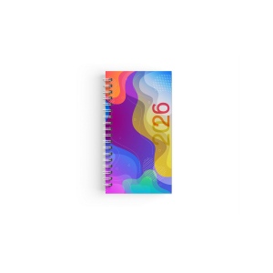 AGENDA SPIRALE MINI 2026 - 90x165mm COUV 400g QUADRI R/V - PELLI BRILLANT 1ERE+4EME - ATLAS + SEMAINIER STANDARD 128 PAGES 80g 2 PAGES (1 FEUILLE) QUADRI 115gCB EN DEBUT D'AGENDA - SPIRALE BLANCHE + PERFO DES ANGLES 5