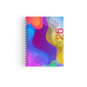 AGENDA SPIRALE MINI 2026 - 90x165mm COUV 400g QUADRI R/V - PELLI MAT 1ERE+4EME - ATLAS + SEMAINIER STANDARD 128 PAGES 80g 2 PAGES (1 FEUILLE) QUADRI 115gCB EN DEBUT D'AGENDA - SPIRALE BLANCHE + PERFO DES ANGLES 3