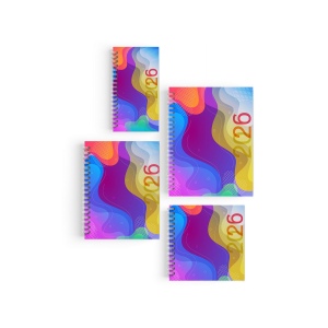AGENDA SPIRALE MINI 2026 - 90x165mm COUV 400g QUADRI R/V - PELLI MAT 1ERE+4EME - ATLAS + SEMAINIER STANDARD 128 PAGES 80g 2 PAGES (1 FEUILLE) QUADRI 115gCB EN DEBUT D'AGENDA - SPIRALE BLANCHE + PERFO DES ANGLES - AVEC SUR-COUVERTURE TRANSLUCIDE