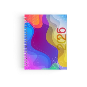 AGENDA SPIRALE MINI 2026 - 90x165mm COUV 400g QUADRI R/V - PELLI MAT 1ERE+4EME - ATLAS + SEMAINIER STANDARD 128 PAGES 80g 4 PAGES (2 FEUILLES) QUADRI 115gCB EN DEBUT D'AGENDA - SPIRALE BLANCHE + PERFO DES ANGLES 2
