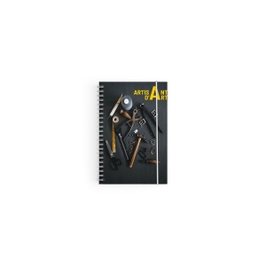 CARNET SPIRALE COUVERTURE SOUPLE - MAXI 210 x 297 mm - COUVERTURE 380g SATIMAT AVEC PELLICULAGE BRILLANT PAGE 1 ET 4 - BLOC DE 50 FEUILLES 80g OFFSET - IMPRESSION NOIRE RECTO VERSO - SPIRALE BLANCHE - EN TETE 3