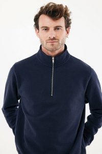 Sweater IQONIQ à col montant zippé en coton recyclé Elgon 47