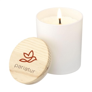 Bougie parfumée Wooosh Classic Jasmine décorative moulée dans un verre coloré avec une belle finition mate et scellée avec un couvercle en bois décoratif 2