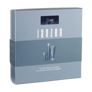 Un coffret cadeau de la marque JANZEN, spécialement composé pour les hommes, avec 3 produits de soin pour une peau et des cheveux agréables 6