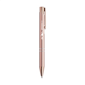 Stylo à bille à encre bleue en aluminium recyclé et doté d'un solide clip/bouton-poussoir en or rose, également fabriqué à partir d'aluminium recyclé 8