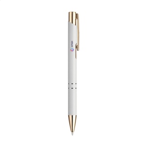 Stylo à bille à encre bleue en aluminium recyclé et doté d'un solide clip/bouton-poussoir en or rose, également fabriqué à partir d'aluminium recyclé 9