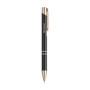 Stylo à bille à encre bleue en aluminium recyclé et doté d'un solide clip/bouton-poussoir en or rose, également fabriqué à partir d'aluminium recyclé 10