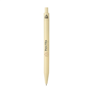 Stylo à bille à encre bleu avec un corps au design épuré, fabriqué à partir d'ABS recyclé à 100% et certifié GRS 18