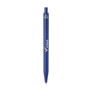 Stylo à bille à encre bleu avec un corps au design épuré, fabriqué à partir d'ABS recyclé à 100% et certifié GRS 20