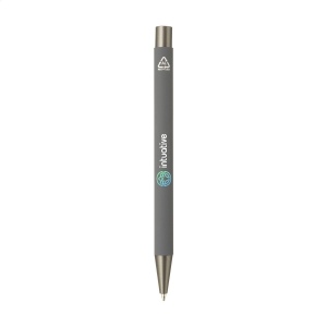 Stylo à bille à encre bleue avec un corps en aluminium 100% recyclé certifié GRS 8