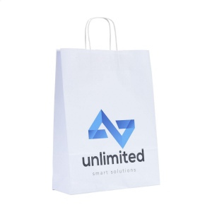 Sac cadeau solide en papier (80 g/m²) au format A3, idéal pour les promotions, les salons ou comme emballage de magasin
