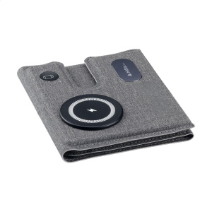 Chargeur magnétique sans fil 3-en-1 de 15W en ABS recyclé et PU recyclé avec un motif gris mélangé 7