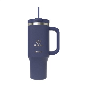 Grand gobelet Contigo® à double paroi en acier inoxydable avec une poignée en plastique généreuse