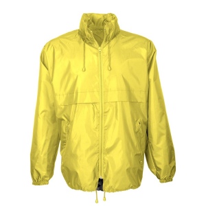 Veste coupe-vent en polyester 190T avec capuche pliable avec fermeture éclair, pliable en 3