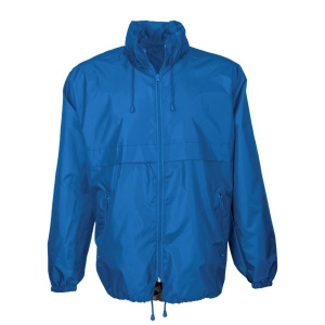 Veste coupe-vent en polyester 190T avec capuche pliable avec fermeture éclair, pliable en 2
