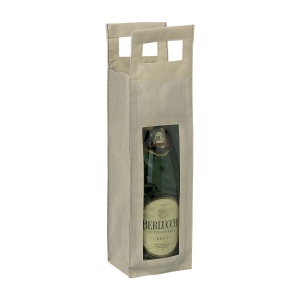 Sac porte-bouteille en TNT, avec fenetre en plastique transparente (1 bouteille)