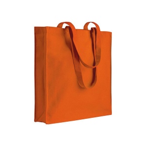 Shopper avec soufflet en coton 220 g/m2, anses longues 12