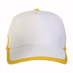 Casquette en coton, 5 panneaux , base blanche et bordures colorées, fermeture velcro 5