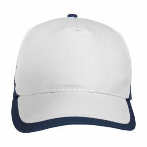Casquette en coton, 5 panneaux , base blanche et bordures colorées, fermeture velcro 6