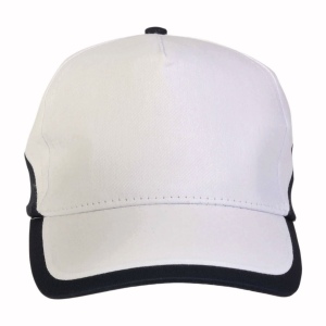 Casquette en coton, 5 panneaux , base blanche et bordures colorées, fermeture velcro 7