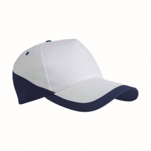 Casquette en coton, 5 panneaux , base blanche et bordures colorées, fermeture velcro 3