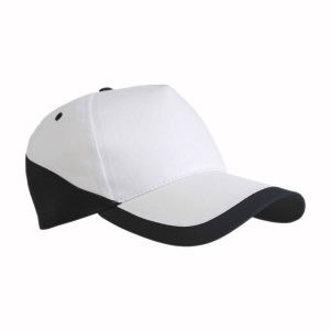 Casquette en coton, 5 panneaux , base blanche et bordures colorées, fermeture velcro 4