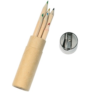 Set 6 crayons colores, dans bo te cylindrique, avec taille-crayons 4