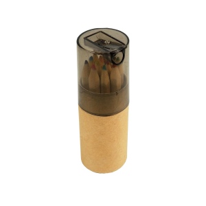 Set 12 crayons color s (long. 8,5 cm.), dans bo te cylindrique (10,4x diam tre 3,4 cm.), a