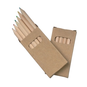 Set 6 crayons color s dans bo te en carton (4,5 x 9 cm)- section hexagonal