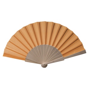 Éventail en tissu polycoton (coton + polyester) avec manche en bois, longueur 23 cm 3