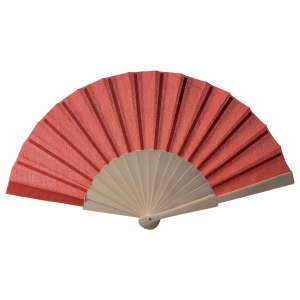 Éventail en tissu polycoton (coton + polyester) avec manche en bois, longueur 23 cm 4