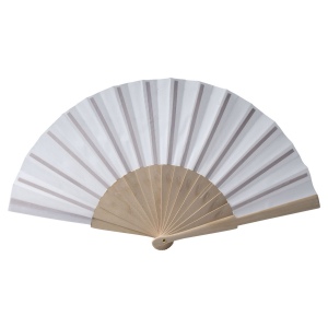 Éventail en tissu polycoton (coton + polyester) avec manche en bois, longueur 23 cm 6