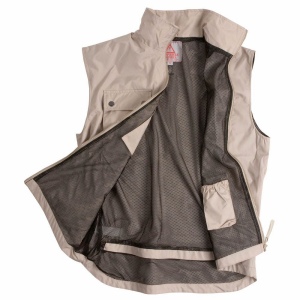 Gilet multipoche sans manche en polyester doublé à l'intérieur en filet Pongee. Tailles : 6