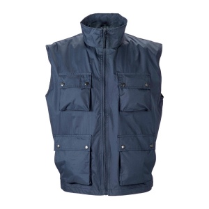 Gilet multipoche sans manche en polyester doublé à l'intérieur en filet Pongee. Tailles : 3
