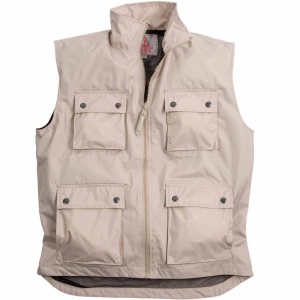 Gilet multipoche sans manche en polyester doublé à l'intérieur en filet Pongee. Tailles :