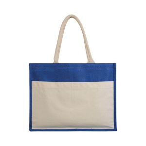 Sac en jute avec intérieur en PVC, soufflet, longues poignées et poche extérieure 7