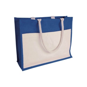 Sac en jute avec intérieur en PVC, soufflet, longues poignées et poche extérieure 3