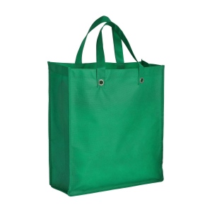 Shopper pliable avec soufflet en TNT 80g/m2 cousu, anses courtes 3
