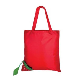 Shopper pliable en forme de fraise en polyester 190T, avec feuille personnalisable 3