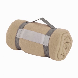 Couverture en polaire, enroulée avec bande de fermeture en nylon avec espace personnalisab 2