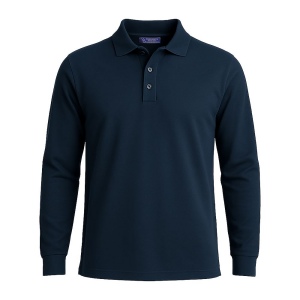 Polo 100% coton piqué 180 g/m2, manches longues et fermeture avec 2 boutons. Tailles : S/M