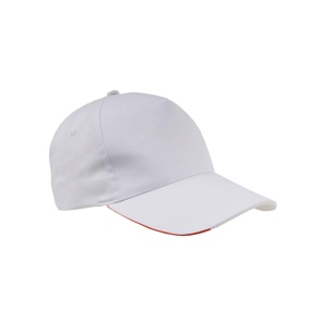 Casquette en coton, 5 panneaux avec broderie tricolore sur la fermeture, fermeture velcro 5