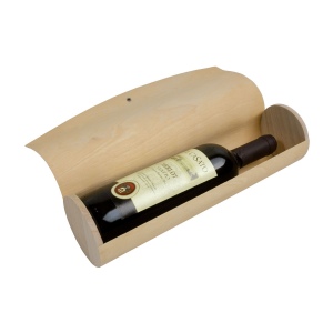 Porte-bouteille cylindrique en bois de pin (1 bouteille) avec élastique 3