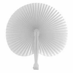 Éventail en papier coloré avec manche en plastique blanc, longueur 26 cm 12