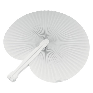Éventail en papier coloré avec manche en plastique blanc, longueur 26 cm 5