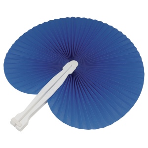 Éventail en papier coloré avec manche en plastique blanc, longueur 26 cm 3