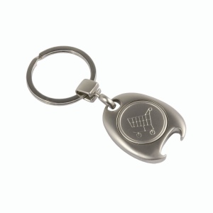 Porte-cl s en m tal avec jeton pour chariot (9x3,5 cm)